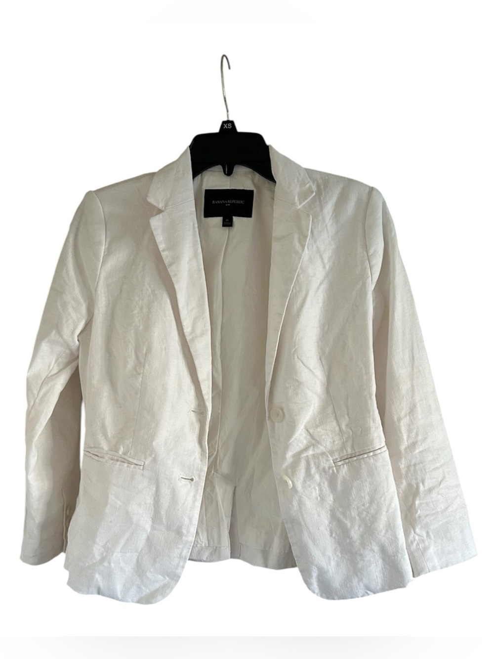 Banana Republic Linen-Blend Button Down White Size 0 Short Sleeve Blazer
